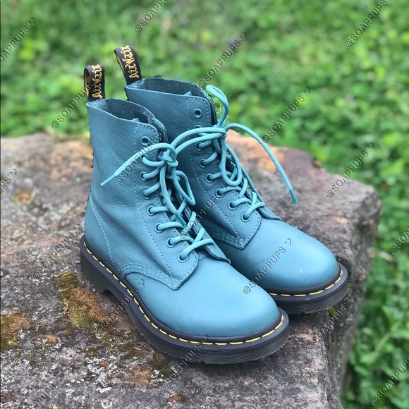 Dr. Martens Shoes - Dr Martens 1460 Pascal Pale Teal Leather Boots